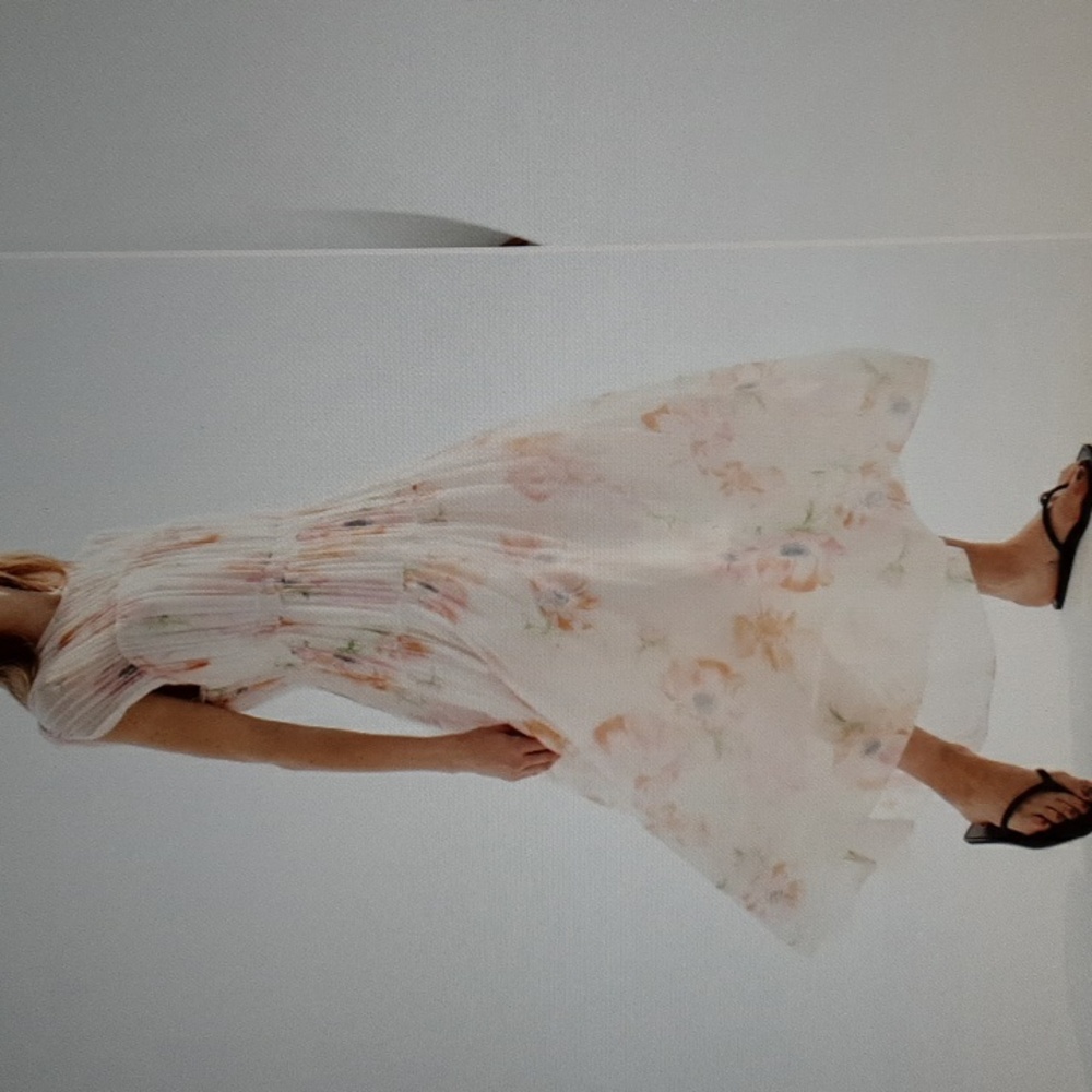 H&M Gathered Floral Poppy Viscose Maxi Dress